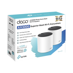 Kit 2 Routers Inalámbricos MESH Interior para Hogar / Doble Banda Wi-Fi 6 AX3000 Mbps / 3 Puerto Gigabit WAN/LAN / 2 Antenas Internas / Administración Mediante la App Deco (iOS, Android) / Protección HomeShield