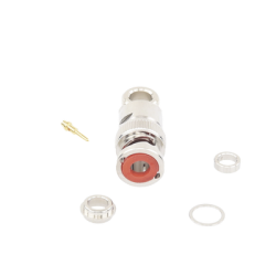 Conector BNC Macho de Rosca para Ensamblar en Cable RG-59/U, Níquel/ Oro/ Teflón.