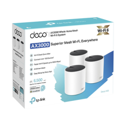 Kit 3 Routers Inalámbricos MESH Interior para Hogar / Doble Banda Wi-Fi 6 AX3000 Mbps / 3 Puerto Gigabit WAN/LAN / 2 Antenas Internas / Administración Mediante la App Deco (iOS, Android) / Protección HomeShield