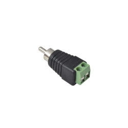 Adaptador RCA MACHO Tipo Jack Polarizado / Terminales Tipo Tornillo / Polarizado (+/-) / Recomendado para Video y AUDIO en sistemas de video vigilancia a 2 Hilos.