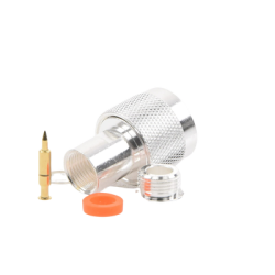 Conector N Macho de Rosca para Cables RG-8/X, LMR-240, BELDEN 9258, Plata / Oro / Teflón.