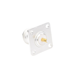 Conector N Hembra para Montaje Frontal en Panel con 4 Perforaciones a 18 mm, Plata/ Oro/ Teflón.