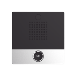 Mini Intercomunicador para hotelería y hospitales, con diseño elegante, PoE, 1 botón, 1 relevador integrado de salida y entrada.