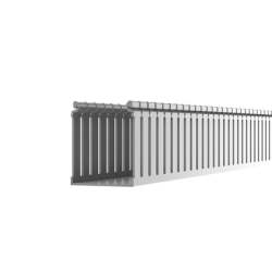 Canaleta Ranurada de PVC con Tapa, Tipo F, 108 mm de Ancho, 79.2 mm de Alto y 2 m de Largo, Color Gris