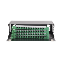 Distribuidor de Fibra Óptica con bandejas deslizables, vacío, 19in, acepta 48 adaptadores 