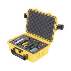 Kit de herramientas para terminación de conectores mecánicos de fibra óptica, incluye maletín ideal para transportar con especificación militar (uso rudo)