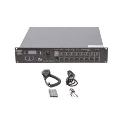 Controlador de Evacuación Por Voz | 500 W | 8 Zonas independientes | 4 entradas de audio y 2 entradas de micrófono 