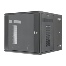 Gabinete PanZone de Montaje en Pared, de 19in, Puerta con Ventana de Seguridad, 12 UR, 762mm de Profundidad, Color Negro