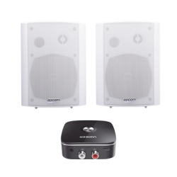 Kit  Altavoces + Modulo Receptor BT | Montaje en Pared | 2x20W RMS | Material ABS y Reja Metálica | Bracket de Metal | Color Blanco