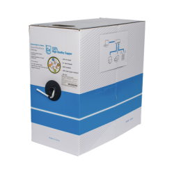 Bobina de cable de 305 m, Cat5e, para intemperie, sin blindar, color blanco, UL, para aplicaciones en CCTV, redes de datos. 