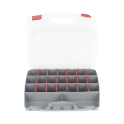 Caja Organizadora con 21 Divisiones Fabricada en Plástico de Alta Resistencia de 38x31x7 cm.