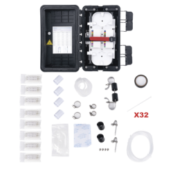 Caja de Distribución de Fibra Óptica, Hasta 96 Empalmes, Exterior IP65, Color Negro