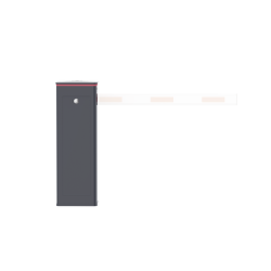 Barrera Vehicular Derecha / Soporta Brazo de Hasta 5.5 m / Final de Carrera Ajustable Por Programación / Movimiento fluido / Diseño Elegante Color Gris / Con Corona Led Semaforizada 