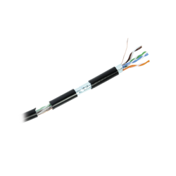 Bobina de cable de 305 Metros Cat6+ CALIBRE 23 Exterior Blindado tipo FTP para CLIMAS EXTREMOS, UL, color Negro,