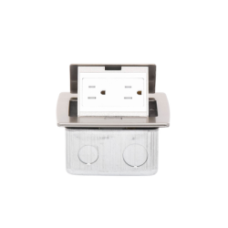 Mini caja de piso rectangular en acero inoxidable con 2 contactos eléctricos (11000-21201)