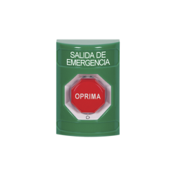Botón de Salida de Emergencia , Texto en Español,  Acción Mantenida, Girar para Restablecer, LED de iluminación