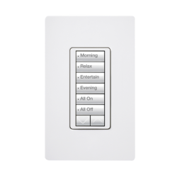 (RadioRA2) Teclado seetouch 6 botones, 2 botones subir/bajar, programe escenas diferentes en cada botón.