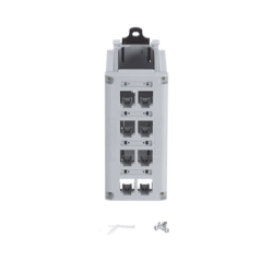 Panel de Parcheo Modular para Cobre, de Instalación en Riel DIN Estándar de 35mm, 8 Puertos Mini-Com, Color Gris