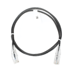 Cable de Parcheo Slim UTP Cat6 - 1 metro, Negro, Diámetro Reducido (28 AWG)