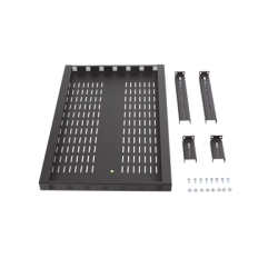 Charola Ventilada para Soportar Equipos en Rack, Profundidad Ajustable de 495 a 965 mm, 1U, Color Negro