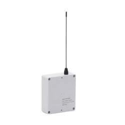 Transmisor inalámbrico / Alimentado a 12Vcc / Entrada de 2 contactos secos NA / Distancia máxima de transmisión 2500 metros (Linea de vista) 