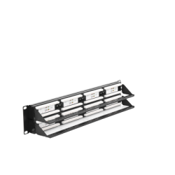 Panel de parcheo de impacto (110) UTP de 48 puertos Cat6, 19in, 2U, con barra para organizar cable