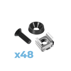 Juego de 48 Tornillos con 48 Arandelas y 48 Tuercas Enjauladas para Rack LINKED PRO