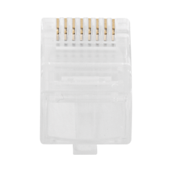 Bote con 100 Plugs Pass through RJ45 Cat6 sin blindaje, chapado de oro a 30 micras para durabilidad extrema