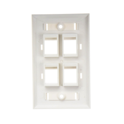 Placa de pared de 4 puertos, Keystone, con espacio para etiqueta, Color blanco