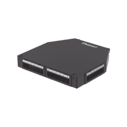 Punto de Consolidación de 24 Puertos Mini-Com, Instalación en Piso o Pared, Fabricado en Aluminio, Color Negro