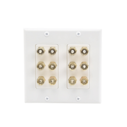 Placa de Pared | Postes de Unión Tipo Banana | Conexión para 6 Altavoces | Fácil Instalación | Conectores Chapados en Oro