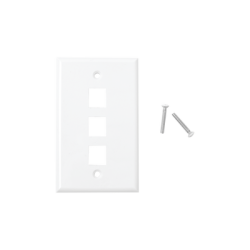 Placa de pared de 3 puertos, Keystone, Color Blanco 