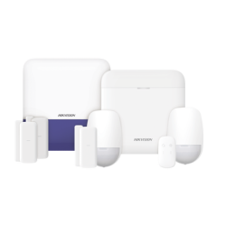 (AX PRO) KIT de Alarma AX PRO con GSM (3G/4G) / Incluye: 1 Hub con bateria de respaldo / 2 Sensores PIR / 3 Contactos Magnéticos mini / 1 Control Remoto / 1 Sirena Inalambrica Exterior  / WiFi / Compatible con Hik-Connect P2P