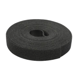 Cinta de Contacto Autoadherente Color Negro / 1.6 cm x 25 metros / Espalda con Espalda (Gancho y Bucle) 