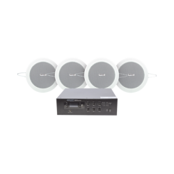 KIT de Amplificador de 120W para Escritorio | 4 Altavoces de Plafón de 4in | 3 - 6W | Sistema 70/100V