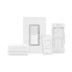 (Caseta Wireless) Kit Hub controlador, atenuador, control remoto PICO, base de pared y tapa.