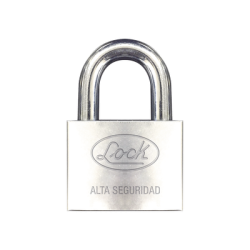 Candado de hierro alta seguridad con llave de disco/ Acabado Cromado/ Llaves Abloy/ Medida de Horquilla 50 mm.