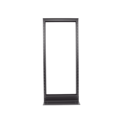 Rack de Dos Postes Estándar de 19 in, Rieles Numerados y Roscados #12-24, Fabricado en Aluminio, 24 Unidades de Rack, Color Negro