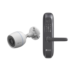 Kit de Cerradura Inteligente con Cámara IP Wi-Fi modelo CS-H3C / Apertura Remota desde la App / Códigos Temporales Para Visitantes / Lectura de Huella / Lectura de Tag / Contraseña /  Botón para Timbrar / Alarma Anti-intrusion 