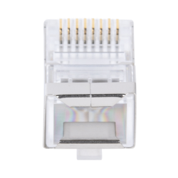 Bote con 100 Plugs Pass through RJ45 Cat6 BLINDADO chapado de oro a 30 micras para durabilidad extrema