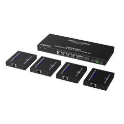 Kit Divisor y Extensor HDMI / Divide 1 Fuente HDMI a 4 Pantallas / Extiende la señal HDMI hasta 70 m / Resolución 4K @ 60 Hz/ Cat 6/6a/7 / IPCOLOR / CERO LATENCIA / Uso 24/7 / Puerto S/PDIF / EDID / RS232 / Salida Loop / Alimente solo el Tx 