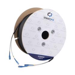 Carrete de Fibra Óptica Monomodo con Conectores SC-SC Duplex, Reforzada con Kevlar, de 300 metros, Para instalaciones subterráneas por tubería