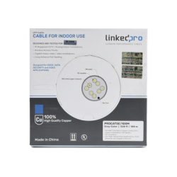 Cable Cat5e de alto rendimiento, con certificaciones ETL, UL, color gris, de 100 m ( 328 ft ) para aplicaciones en CCTV, redes de datos. Uso interior.