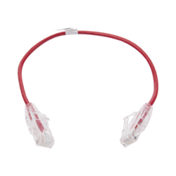 Cable de Parcheo Slim UTP Cat6 - 30 cm Rojo Diámetro Reducido (28 AWG)