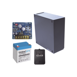 Kit con fuente PLB2 con salida de 12 Vcc a 2.5 Amper, incluye transformador y batería de 12 V a 5.5 Amper 