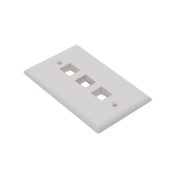 Placa de pared de 3 puertos, Keystone, Color Blanco 