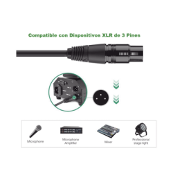 Cable para Micrófono Plug 6.35 mm (1/4 Inch) Macho a XLR Canon Hembra / Núcleo de Cobre / 5 Metros / Alta Calidad / Color Negro