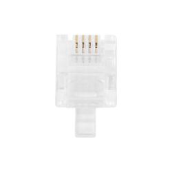 Bote con 100 piezas de plug modular tipo RJ11 de 4 contactos chapado de oro a 50 micras