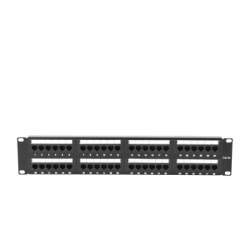 Panel de parcheo de impacto (110) UTP de 48 puertos Cat5e 19in, 2U con barra para organizar cable