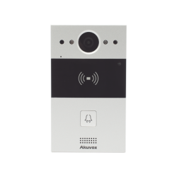 Videoportero de 1 Botón / Lector de Tarjetas MIFARE y PROX EM / Notificación a APP / 100% en la Nube / Notificación por Llamada Telefónica / SIP / ONVIF / IP65 / Cámara 2MP / Panel de Aluminio / Control de 2 Puertas